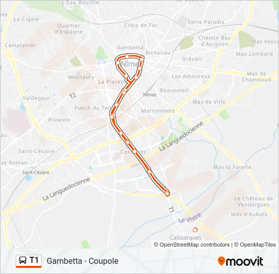T1 Bus Line Map