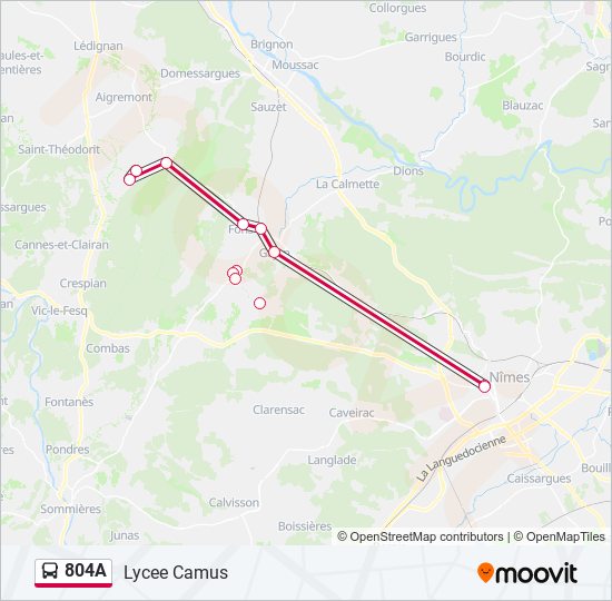 Plan de la ligne 804A de bus