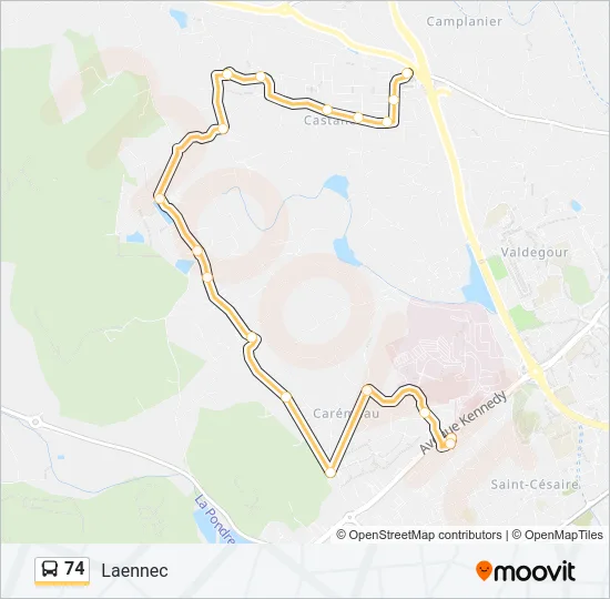 74 Bus Line Map