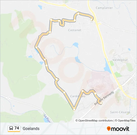 74 Bus Line Map