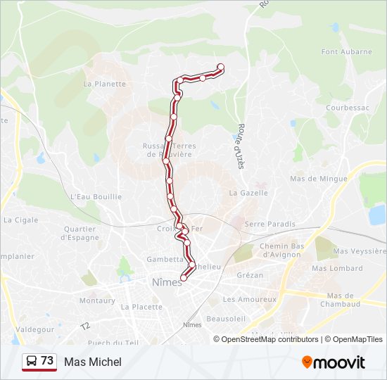 Plan de la ligne 73 de bus