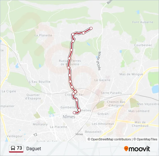 73 Bus Line Map