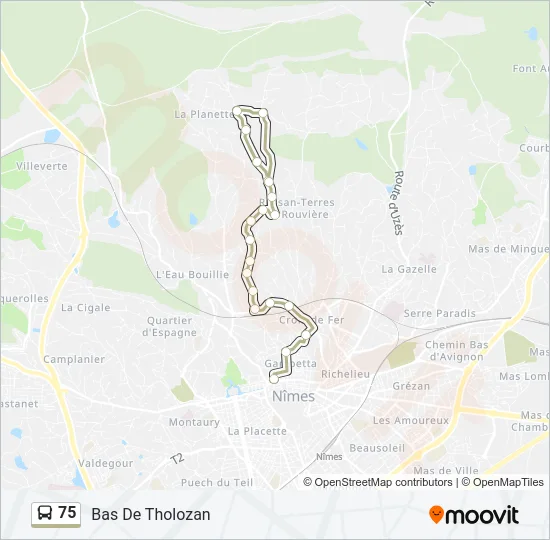 75 Bus Line Map