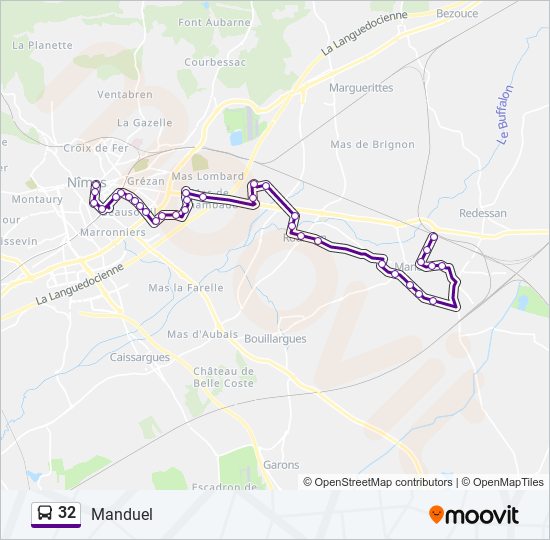 Plan de la ligne 32 de bus