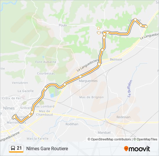 Mapa de 21 de autobús