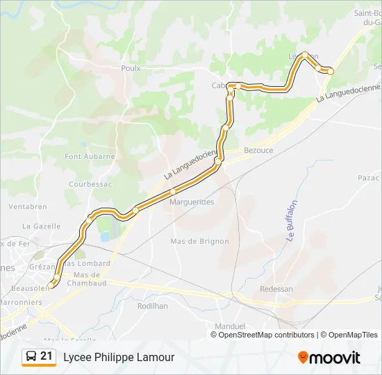 21 Bus Line Map
