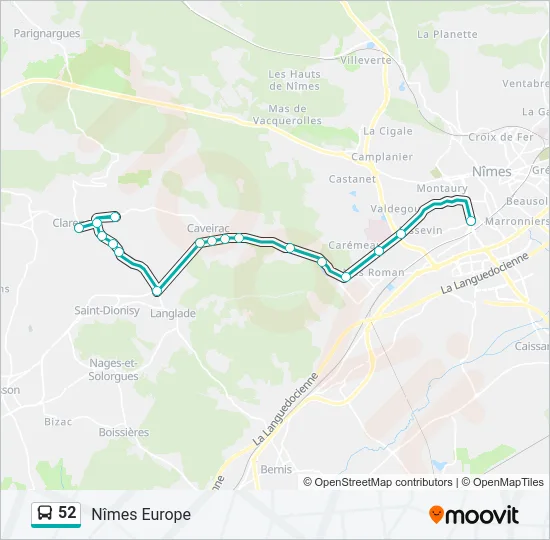 52 Bus Line Map