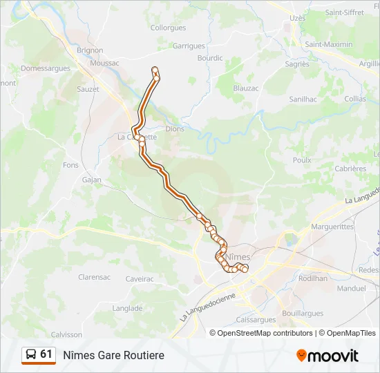 61 Bus Line Map