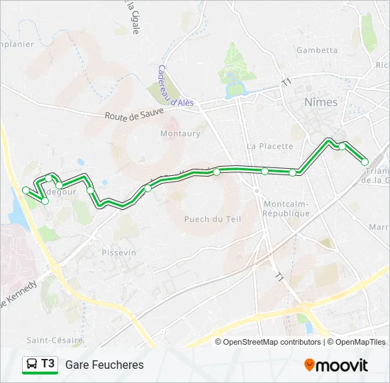 T3 Bus Line Map