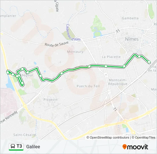 T3 Bus Line Map