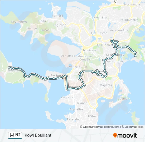 N2 Bus Line Map