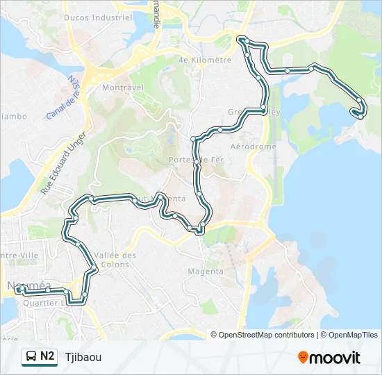 N2 Bus Line Map