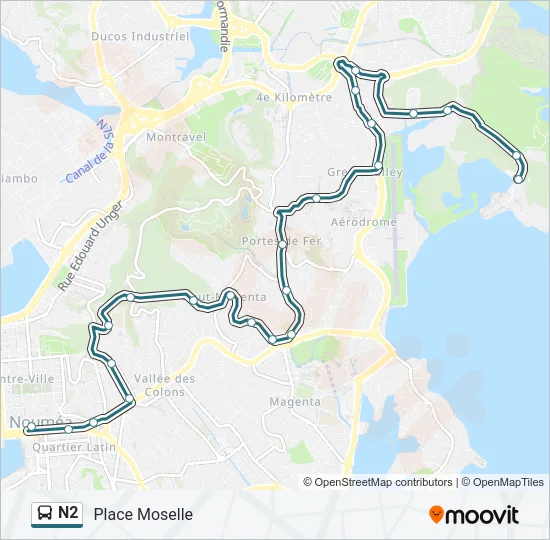 N2 Bus Line Map