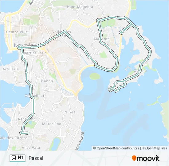 N1 Bus Line Map