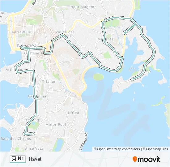 N1 Bus Line Map