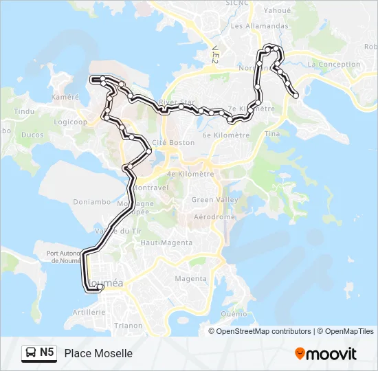 N5 Bus Line Map