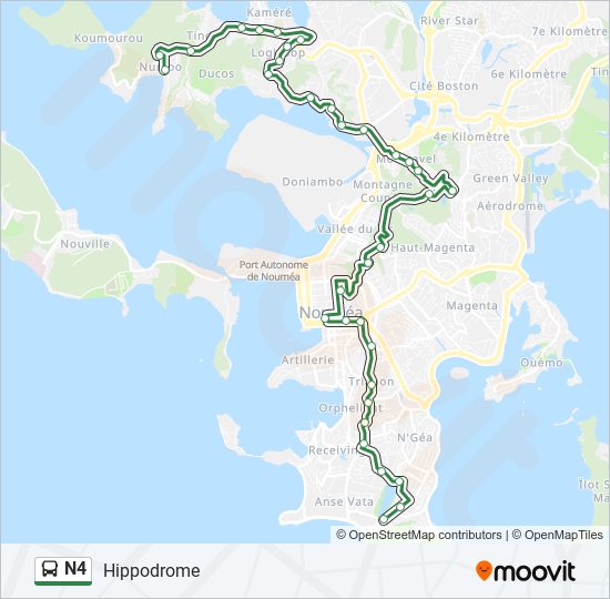 Plan de la ligne N4 de bus