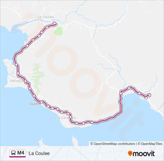 Plan de la ligne M4 de bus