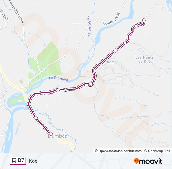 Plan de la ligne D7 de bus