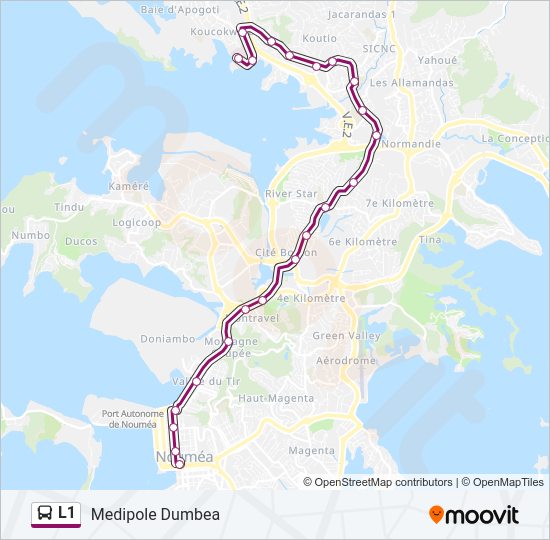 Plan de la ligne L1 de bus
