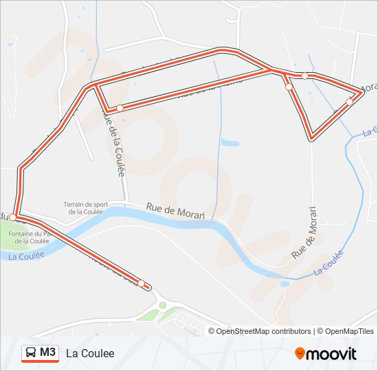 Plan de la ligne M3 de bus