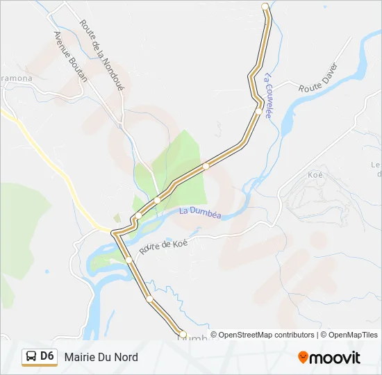 Plan de la ligne D6 de bus