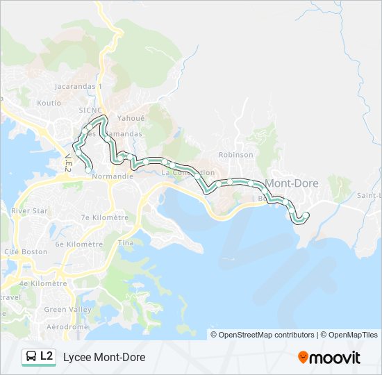 Plan de la ligne L2 de bus