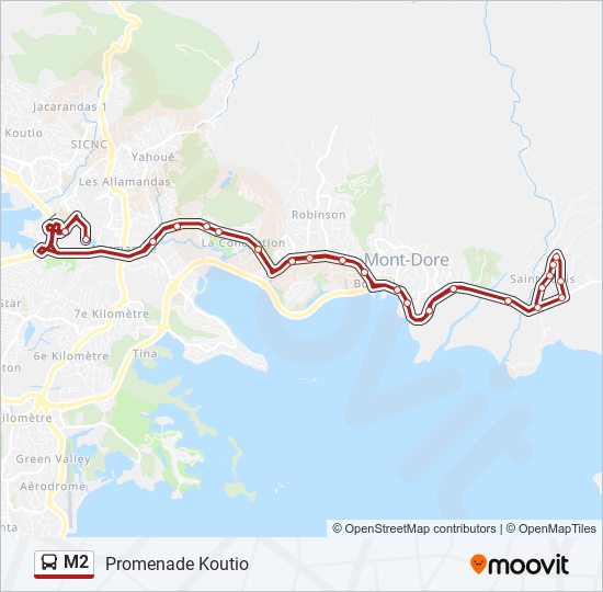 Plan de la ligne M2 de bus