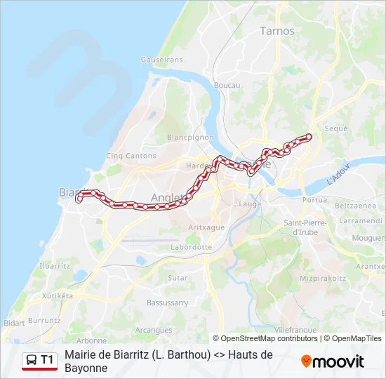 T1 Bus Line Map