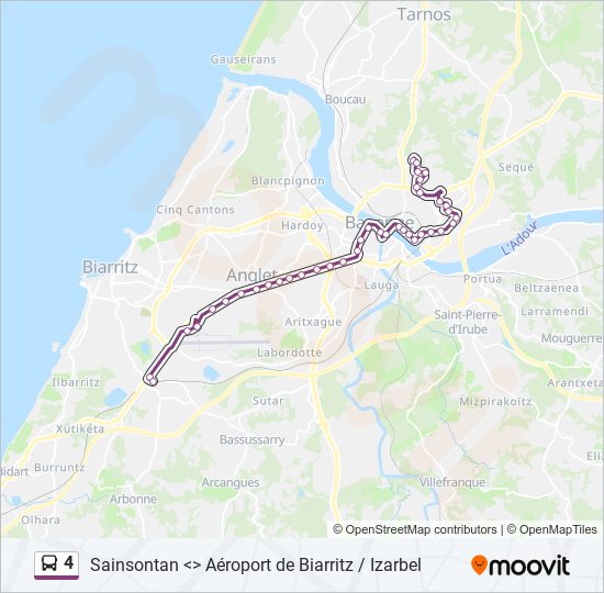 Mapa de 4 de autobús