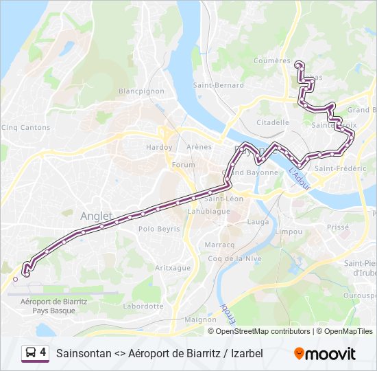 Plan de la ligne 4 de bus