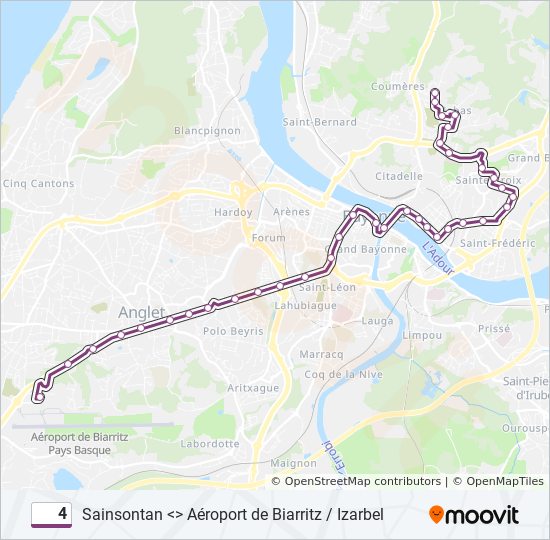 Plan de la ligne 4 de bus