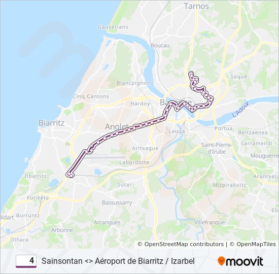 Plan de la ligne 4 de bus