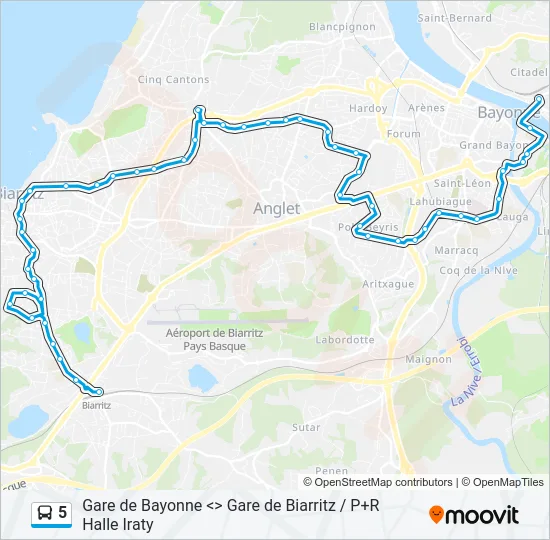 5 Bus Line Map