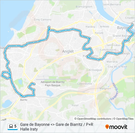 5 Bus Line Map
