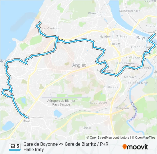 5 Bus Line Map