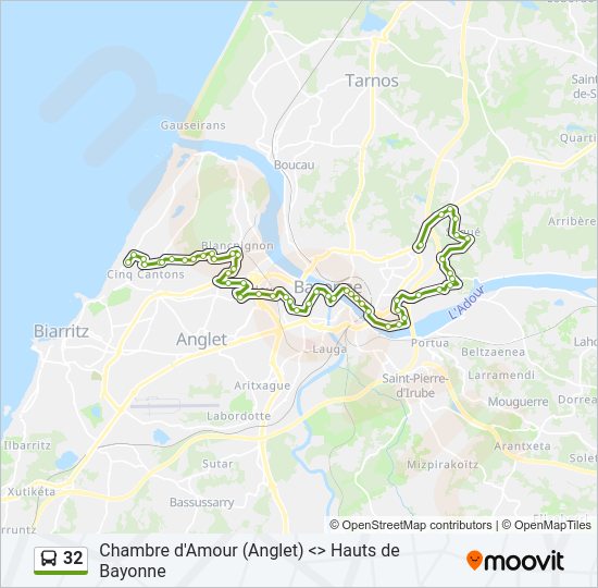 Plan de la ligne 32 de bus