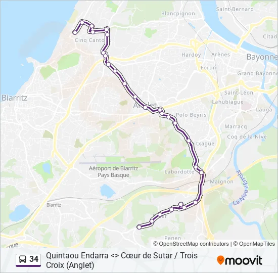 34 Bus Line Map