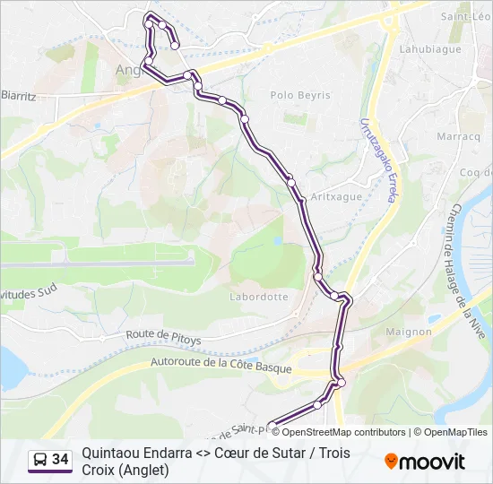34 Bus Line Map