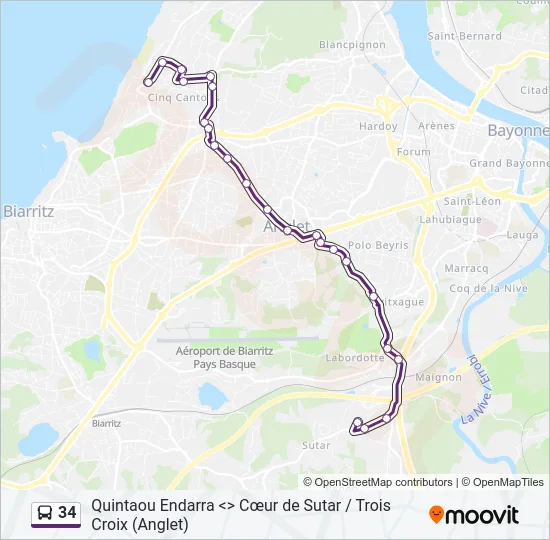 34 Bus Line Map