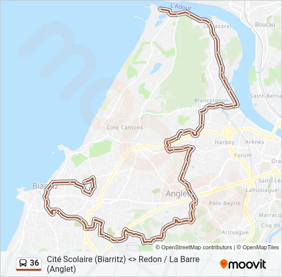 36 Bus Line Map