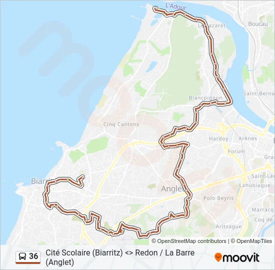 36 Bus Line Map