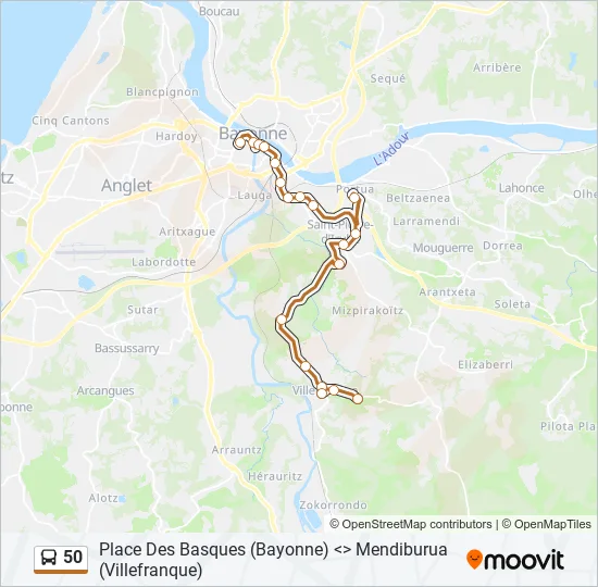 50 Bus Line Map