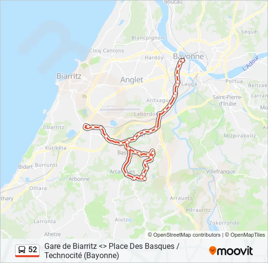 52 Bus Line Map