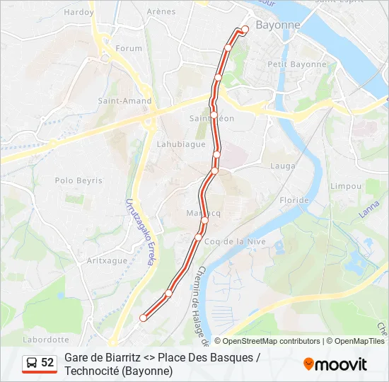 52 Bus Line Map