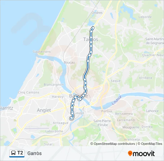 T2 Bus Line Map