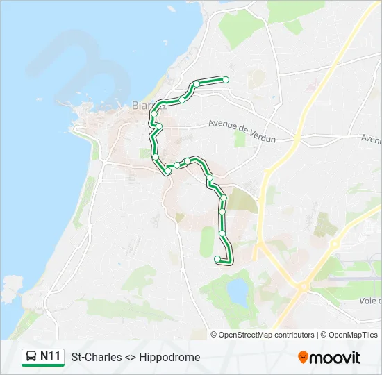 N11 Bus Line Map