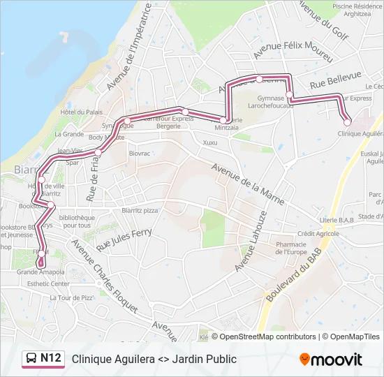 N12 Bus Line Map