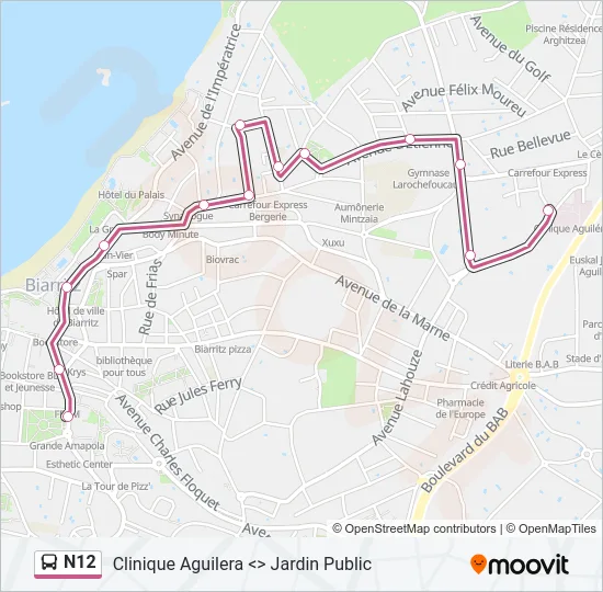 N12 Bus Line Map