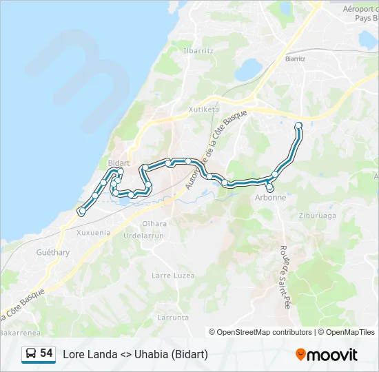 54 Bus Line Map
